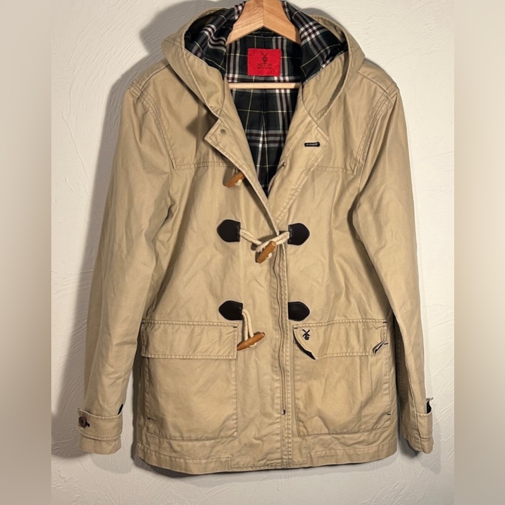 EUC Noton Japanese Brand Beige Hooded Toggle Coat